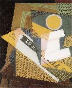 Juan Gris Newpaper and Fruit dish oil on canvas